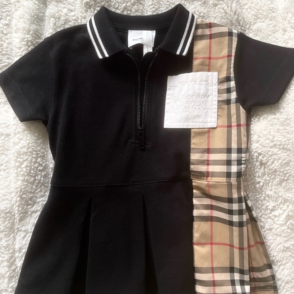 Burberry Kids Black and Tan Polo Dress 12-18 months